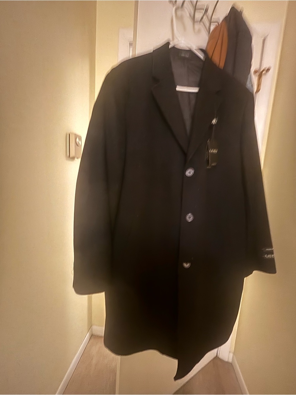 Lauren Ralph Lauren Black Men's Overcoat with Notch Lapel
